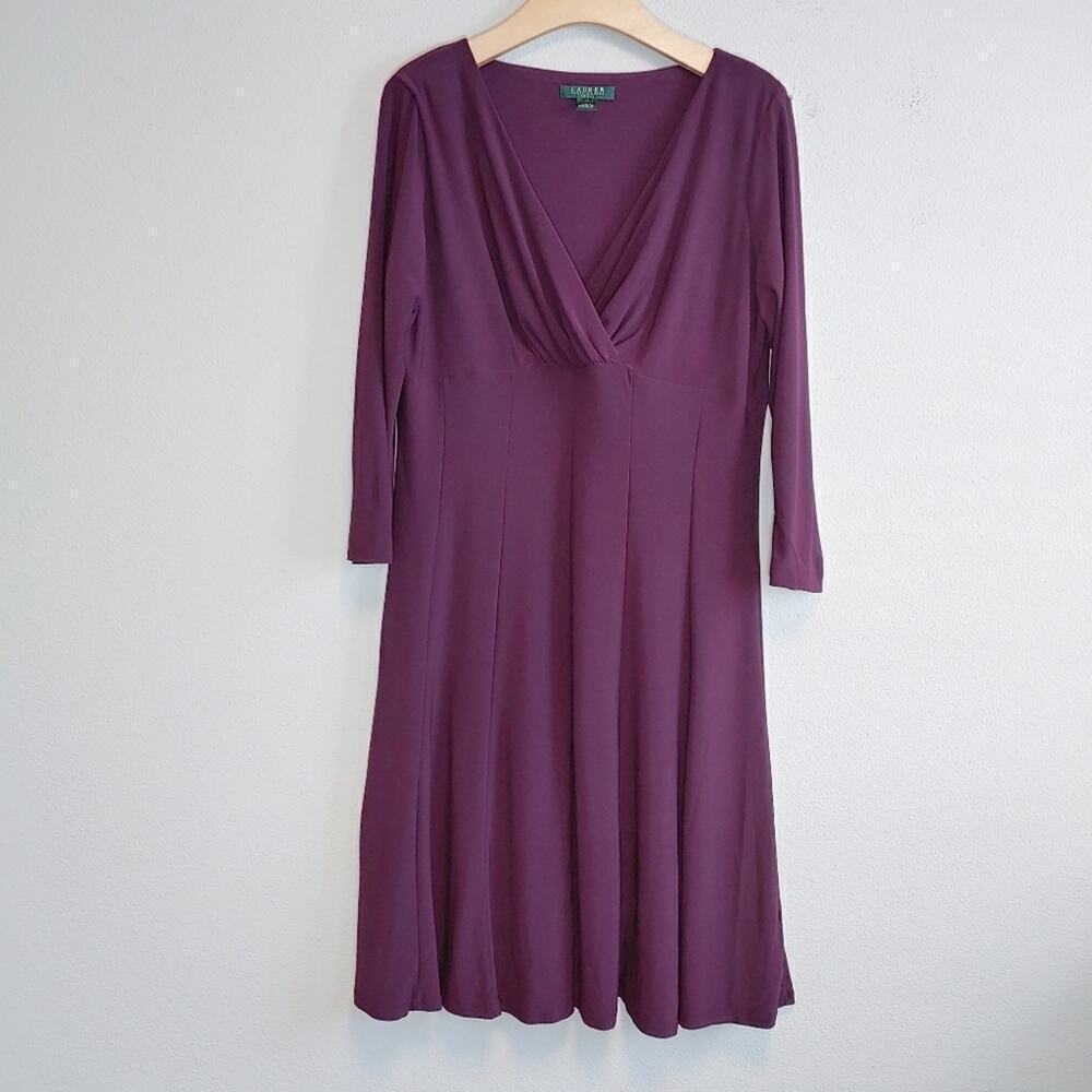Lauren Ralph Lauren Modern Maroon Surplice Dress Plus Size 16